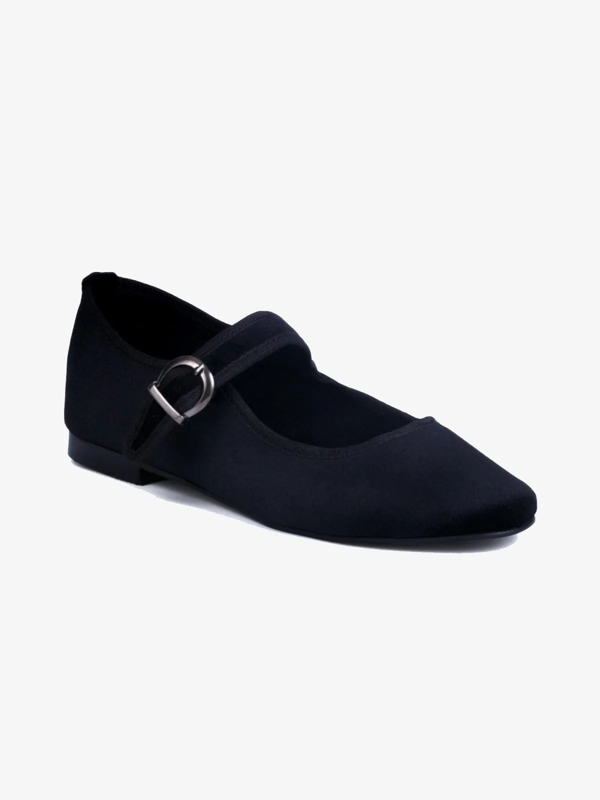 Mary Jane Velvet Shoe - Black
