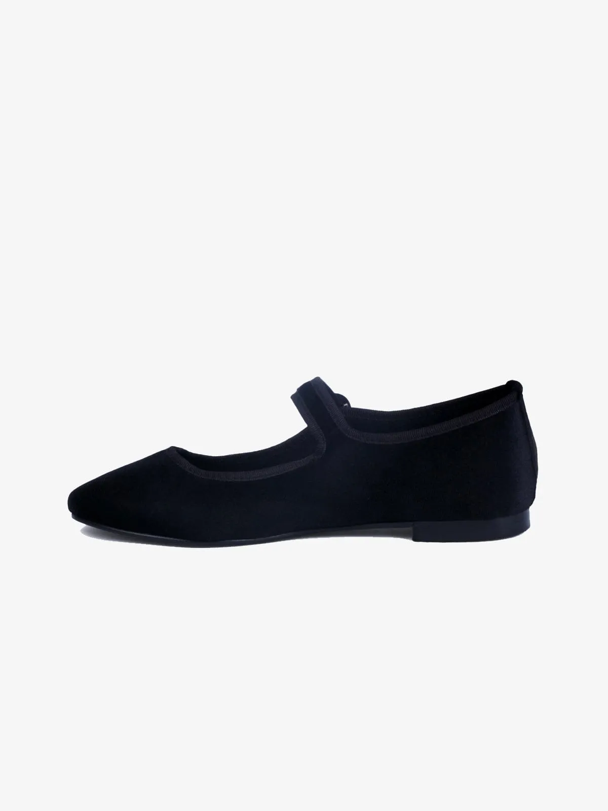 Mary Jane Velvet Shoe - Black