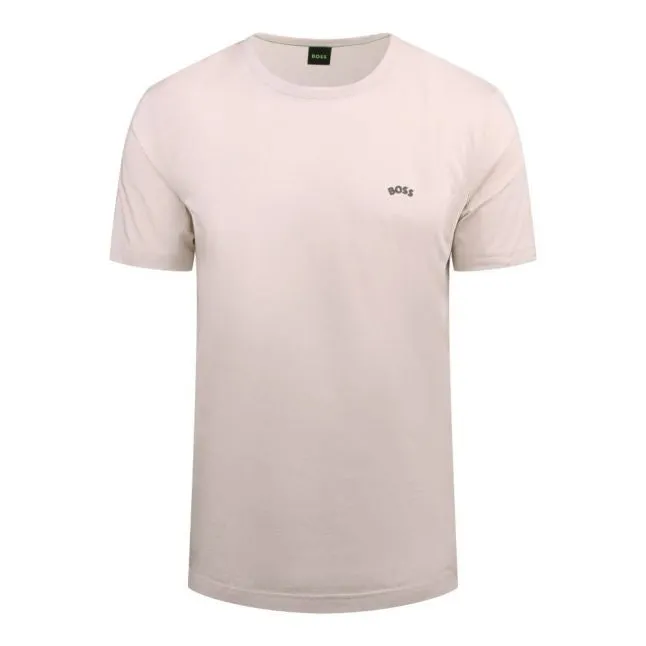 Mens BOSS Open White Tee Curved S/s T Shirt