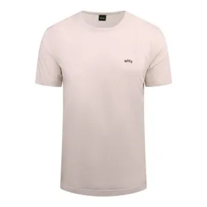 Mens BOSS Open White Tee Curved S/s T Shirt