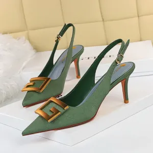 Metal Quartet Buckle Single Shoes
