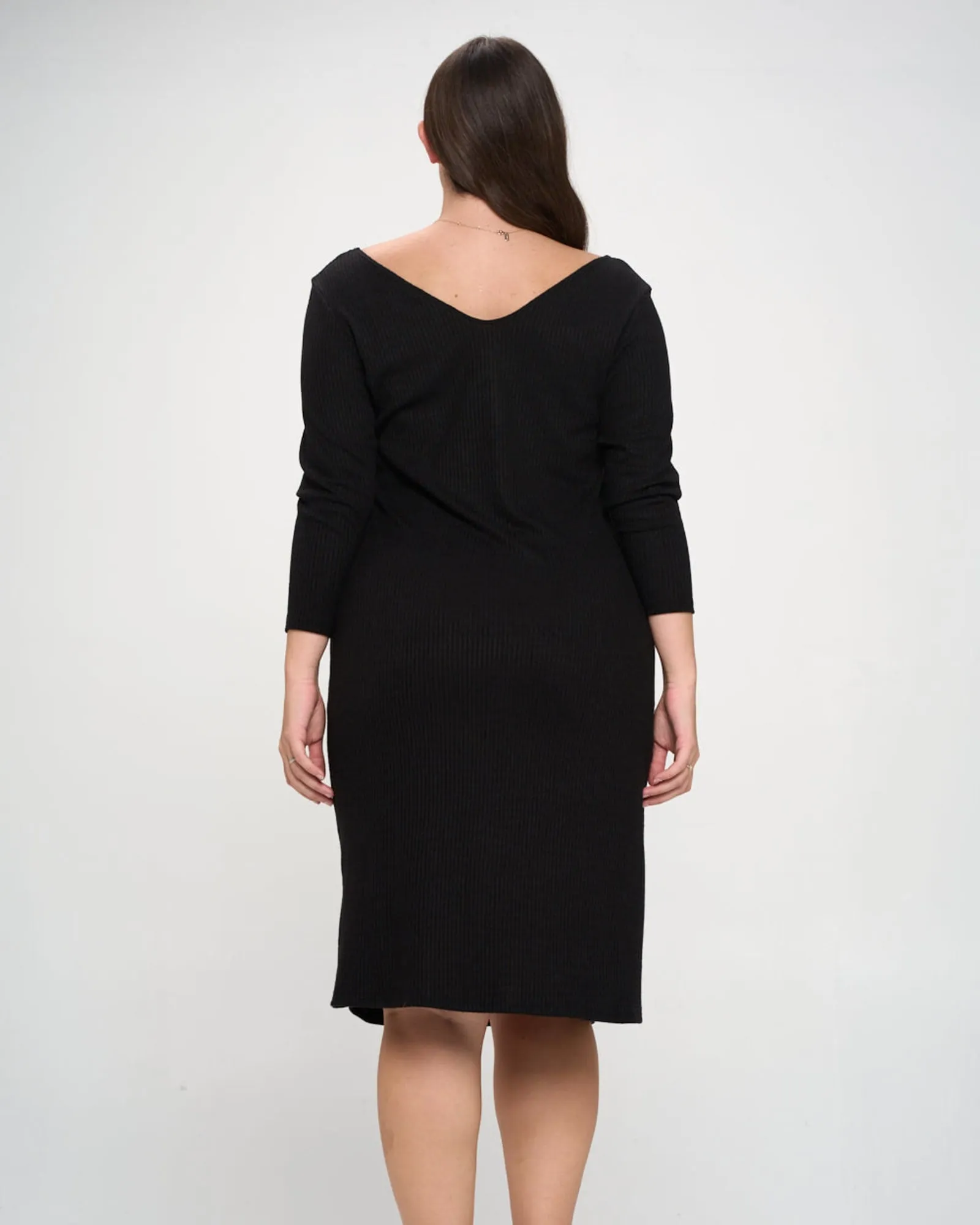 Millie Rib Midi Dress | Black