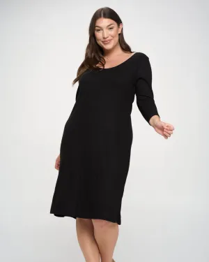 Millie Rib Midi Dress | Black