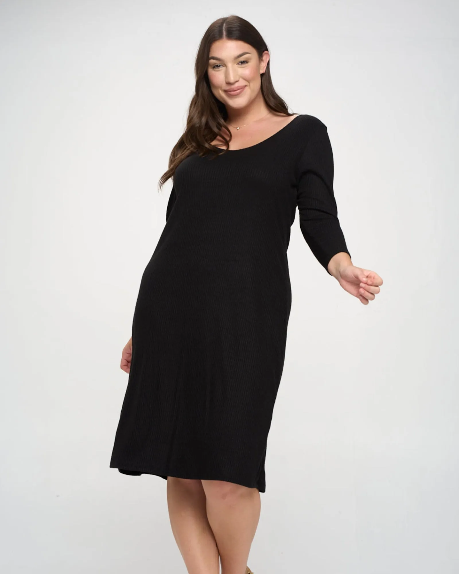 Millie Rib Midi Dress | Black