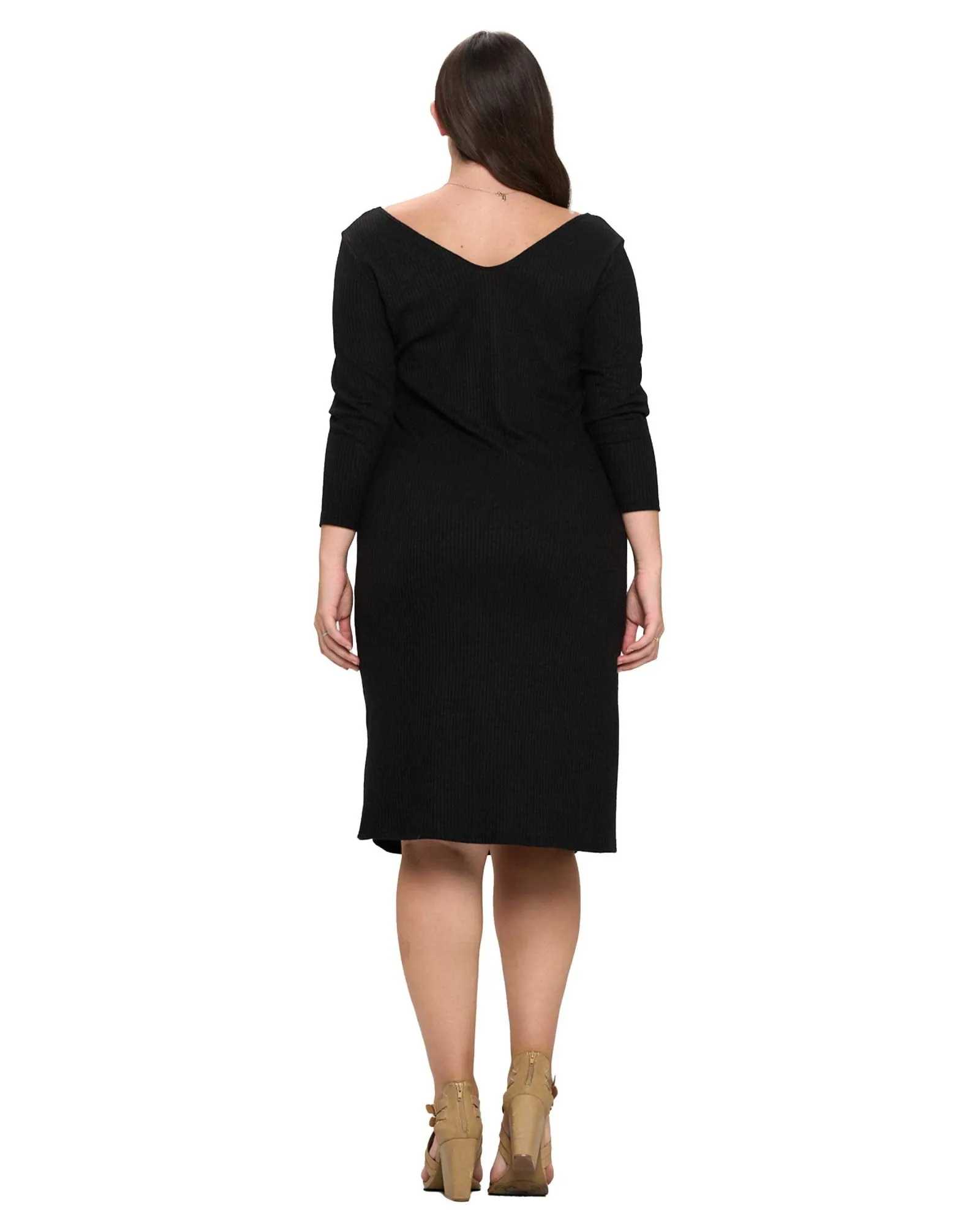 Millie Rib Midi Dress | Black