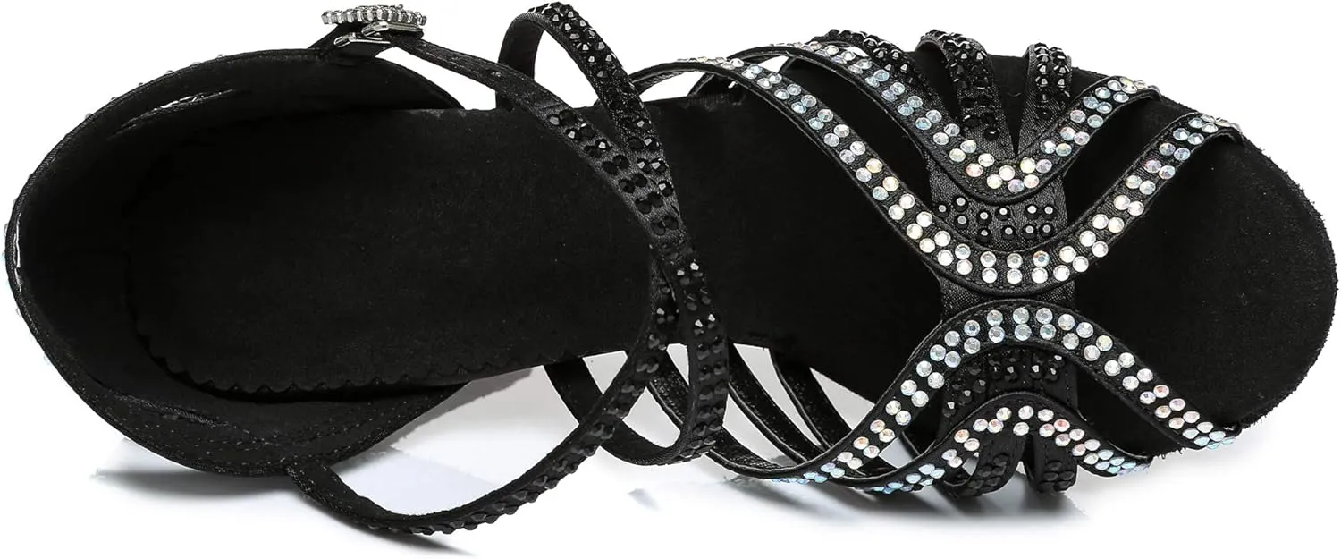 Minishion Ladies Dance Shoes Rhinestions Latin Dance Heels L450