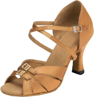 Minishion Women's TH153 Buckle High Heel Satin Wedding Ballroom Latin Taogo Dance Sandals