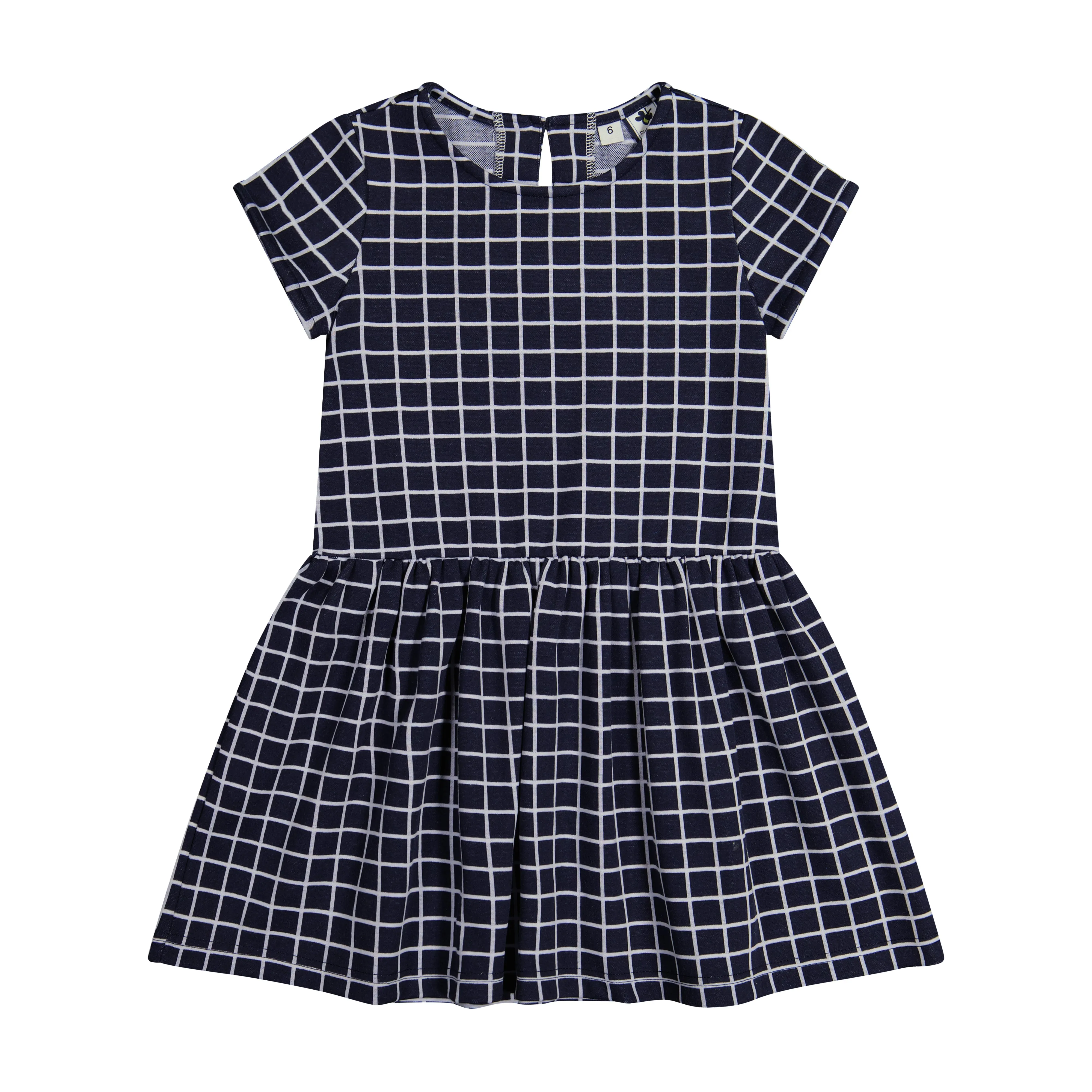 Palmer Girls Dropwaist Dress Navy Windowpane Check