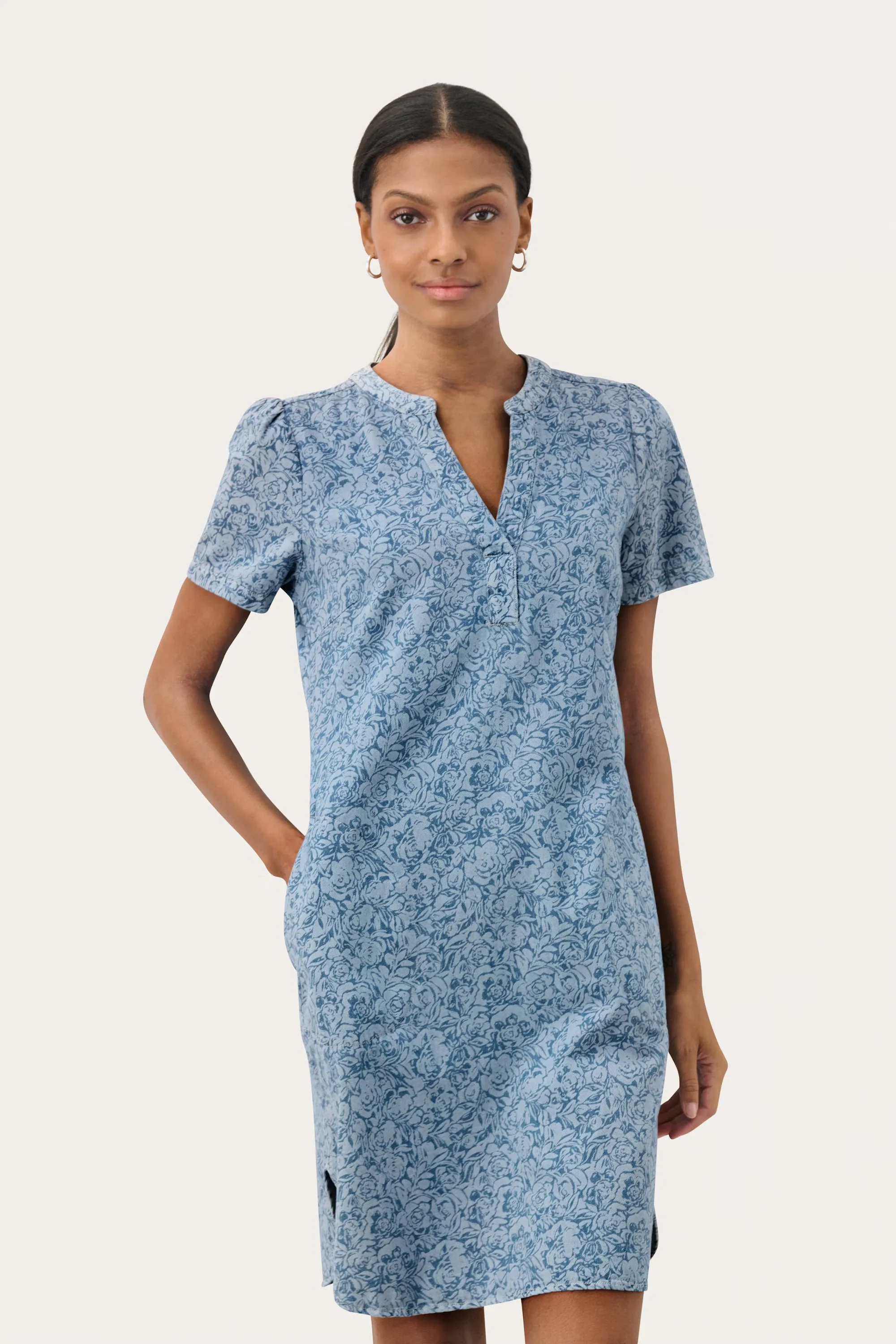 Part Two Aminase Printed Denim Dress