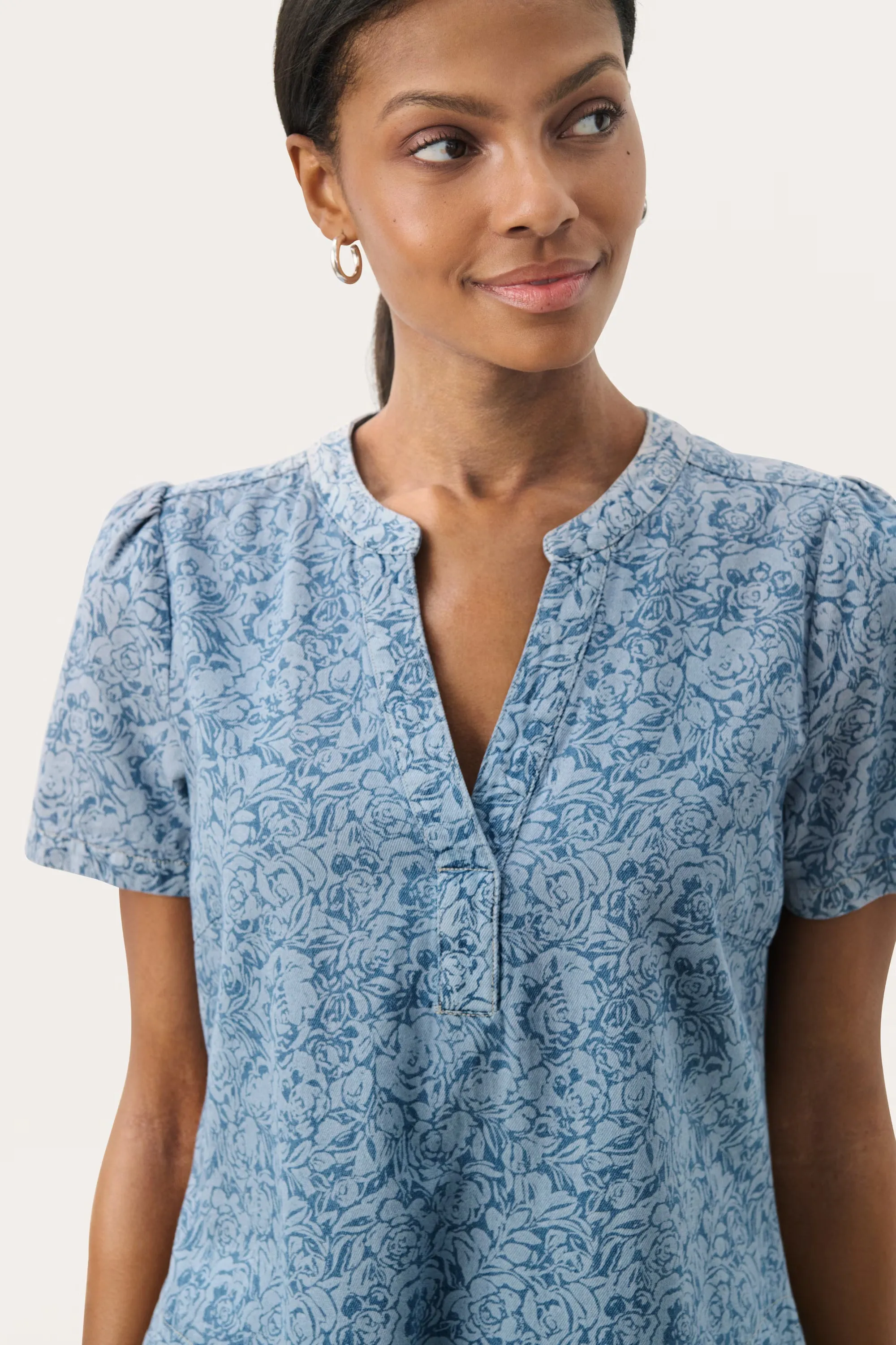 Part Two Aminase Printed Denim Dress
