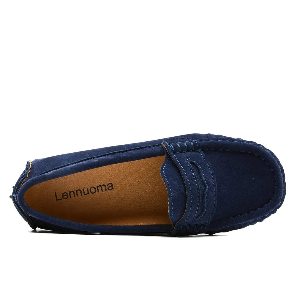 Petersburg - Boys Penny Loafers Shoes, Genuine Leather Suede