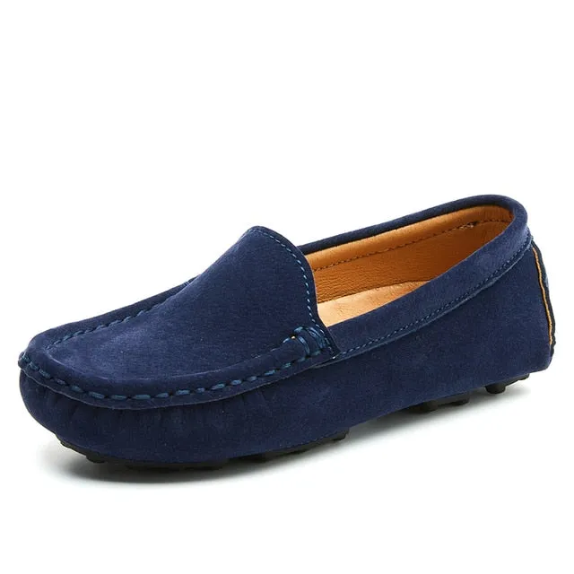Petersburg - Boys Penny Loafers Shoes, Genuine Leather Suede