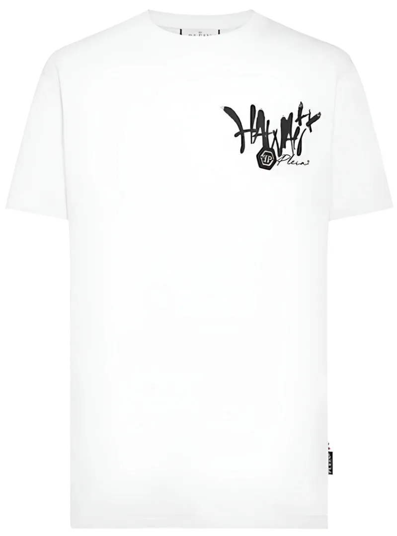 Philipp Plein Hawaii Cotton Short-Sleeve White T-Shirt