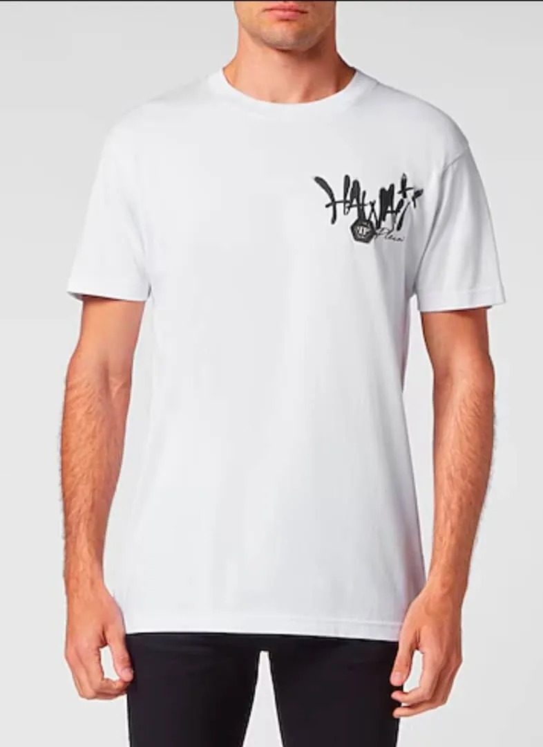 Philipp Plein Hawaii Cotton Short-Sleeve White T-Shirt