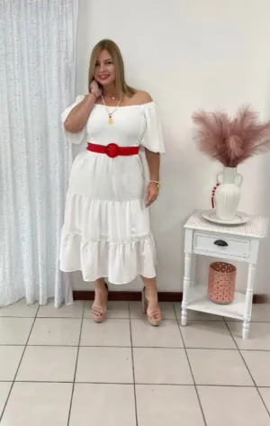 Plus White Middie Dress