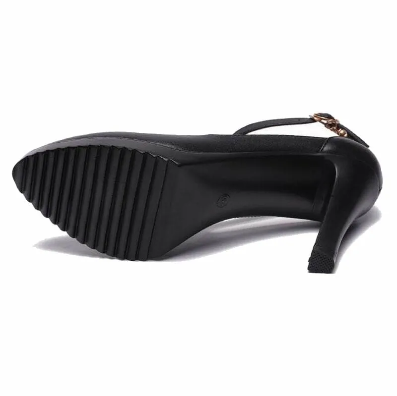 Pointed Toe Buckle Strap High Heels