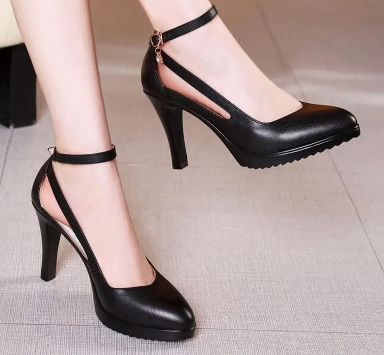 Pointed Toe Buckle Strap High Heels