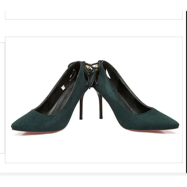 Pointed Toe Hollow Out Low Cut Tassels Stiletto High Heels Party Shoes