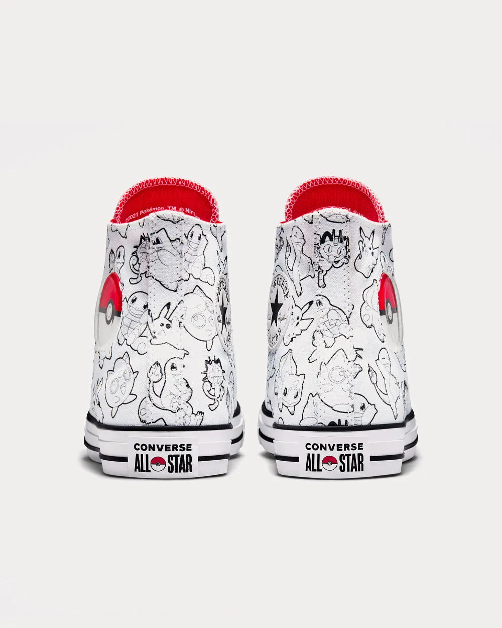 Poké Ball Chuck Taylor All Star White / Black / University Red High Top Sneakers
