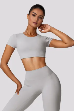 Power Move Crop Tee - Light Grey