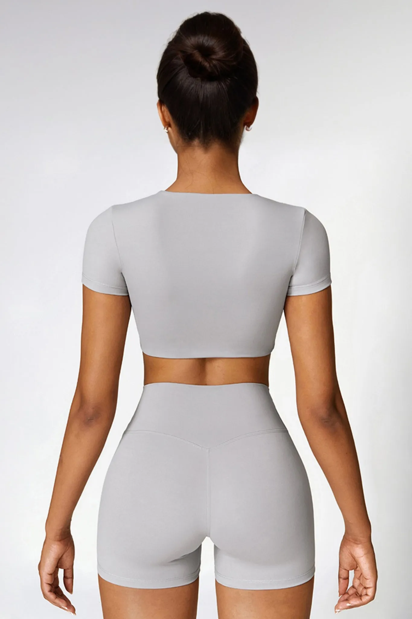 Power Move Crop Tee - Light Grey