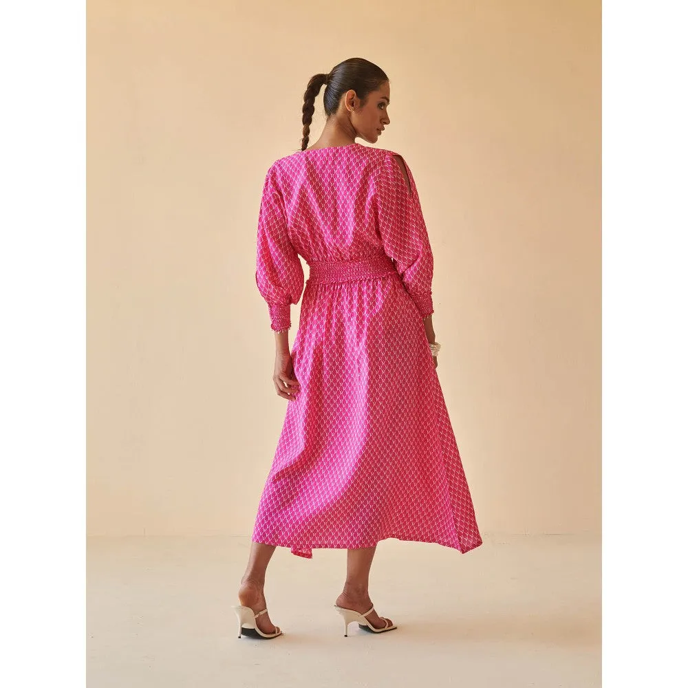 Prakriti Jaipur Pink Printed Smocked Dress