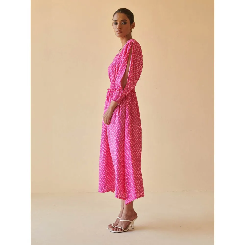 Prakriti Jaipur Pink Printed Smocked Dress