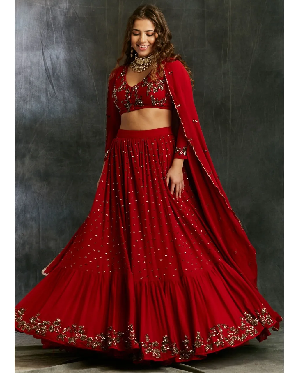 Red Boot Lehenga Set