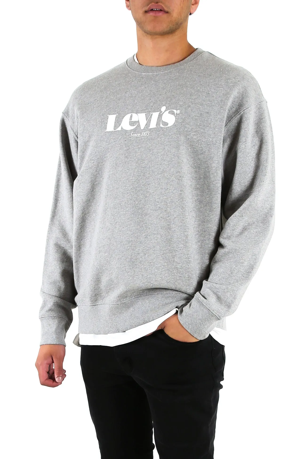 Relaxed Graphic Crew Neck Sweatshirt Grey Marle