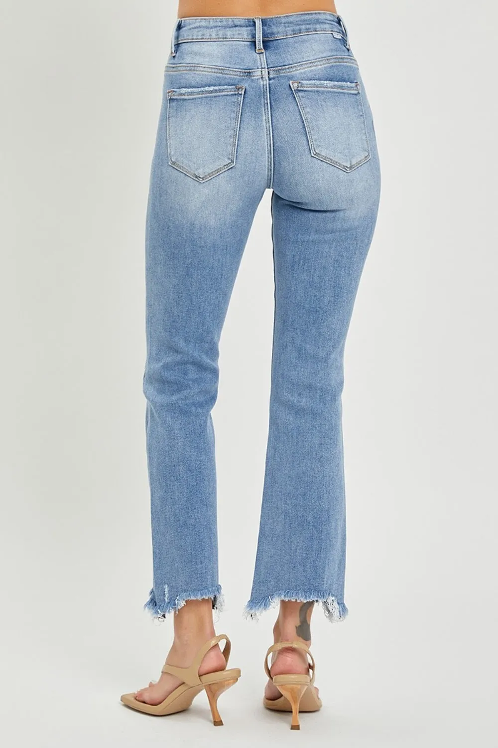 RISEN Taylor Frayed Hem Cropped Straight Jeans