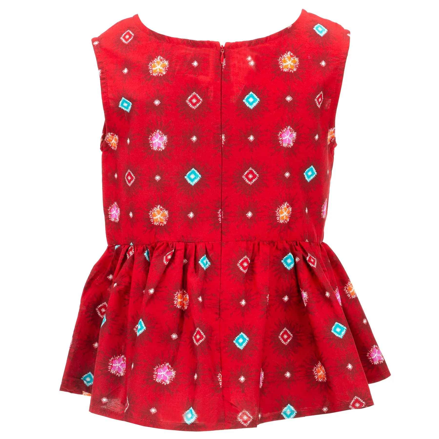 Ruched Box Top - Red Explosion