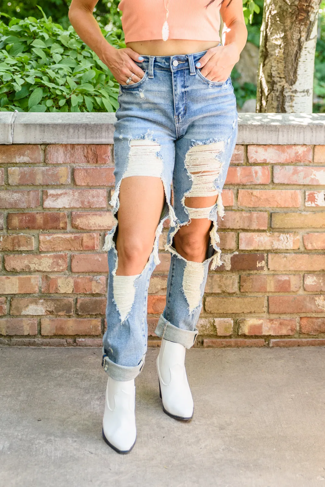 Sadie Vintage Straight Cut Destroy Jeans