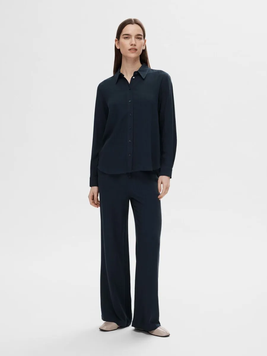 Selected Femme Viva drawstring pant Dark Sapphire