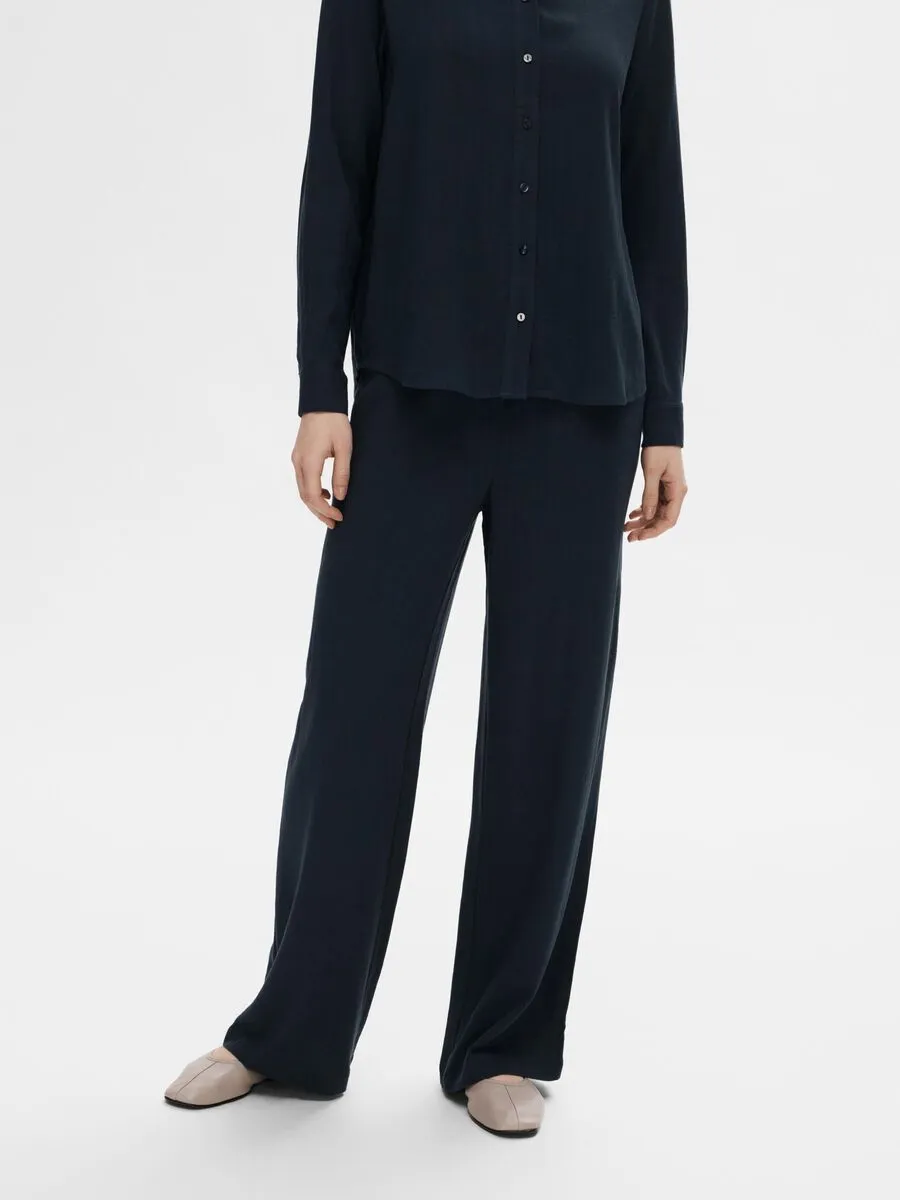 Selected Femme Viva drawstring pant Dark Sapphire
