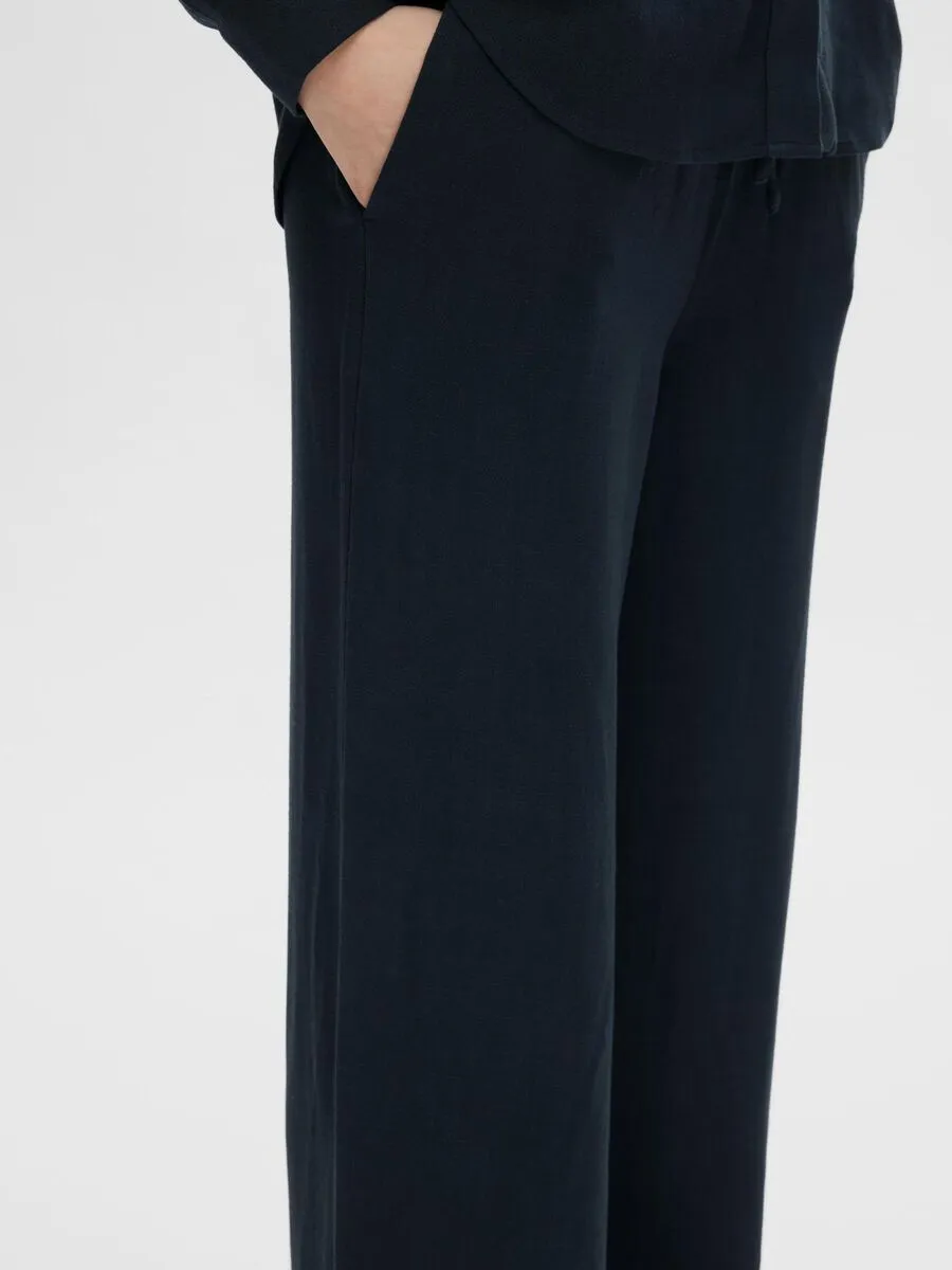 Selected Femme Viva drawstring pant Dark Sapphire