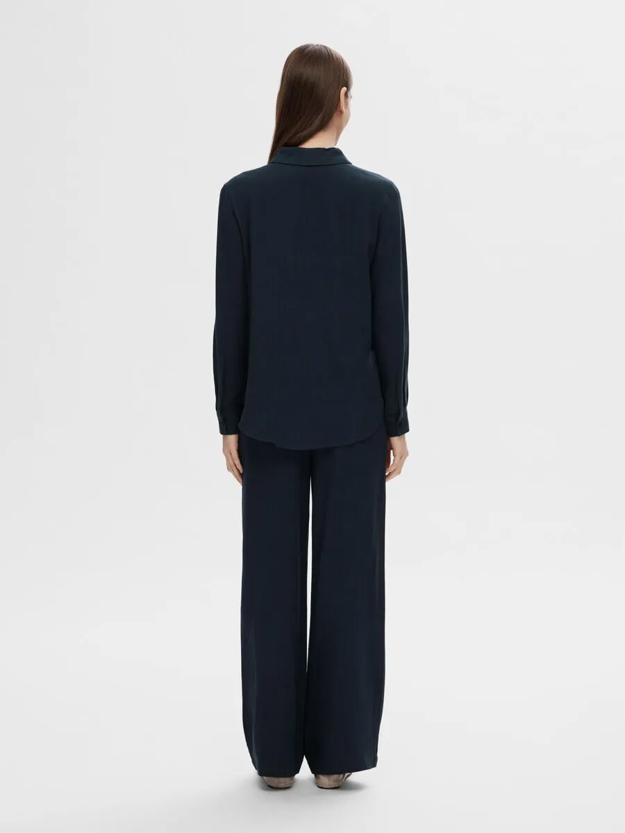 Selected Femme Viva drawstring pant Dark Sapphire