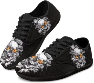 Skull Print Barefoot Shoes Women Walking Wide Toe Box Shoes Comfort Minimalist Breathable Non Slip Sneakers