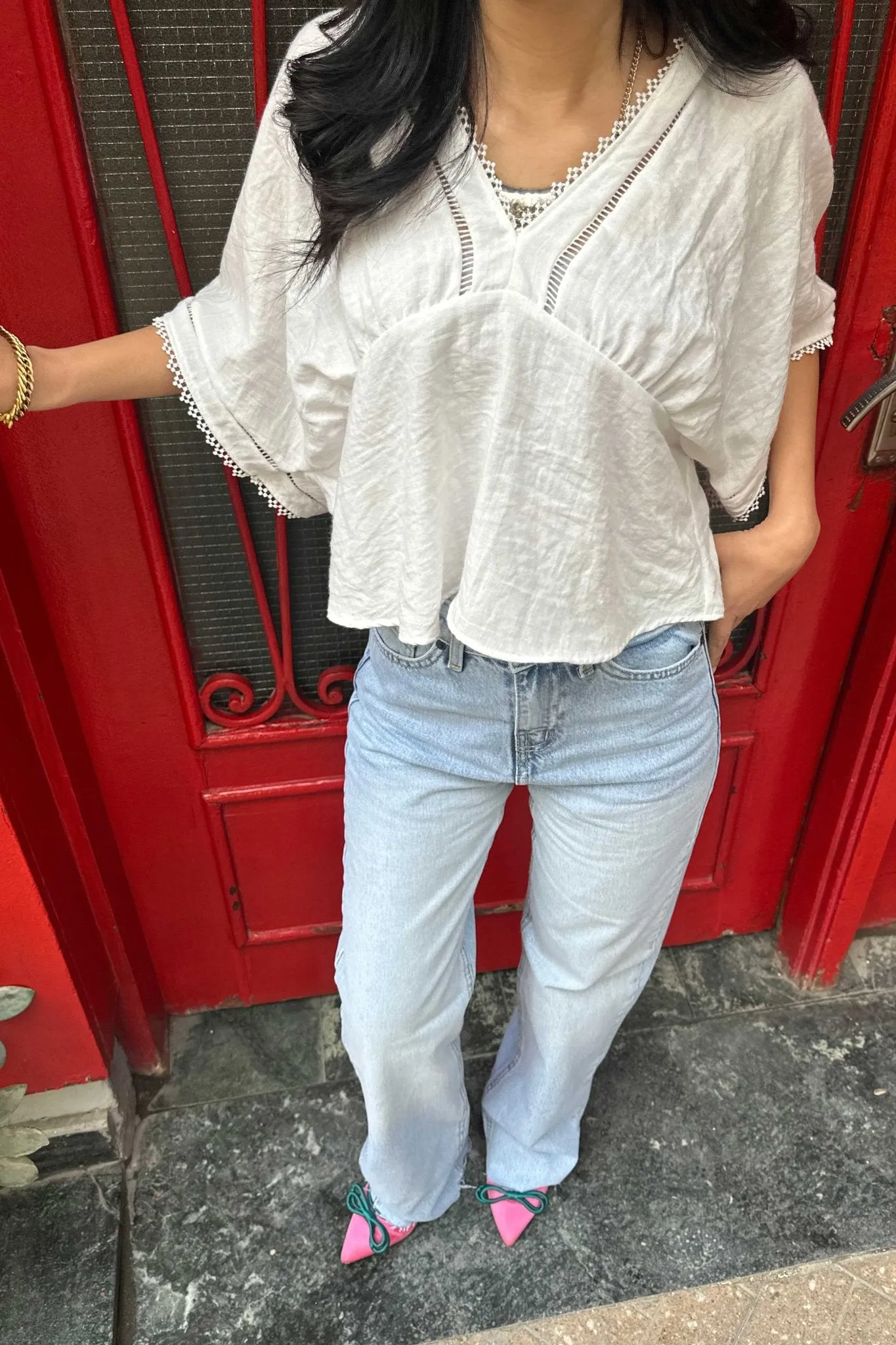 Straight-Leg - High-Waist Light Blue Jeans