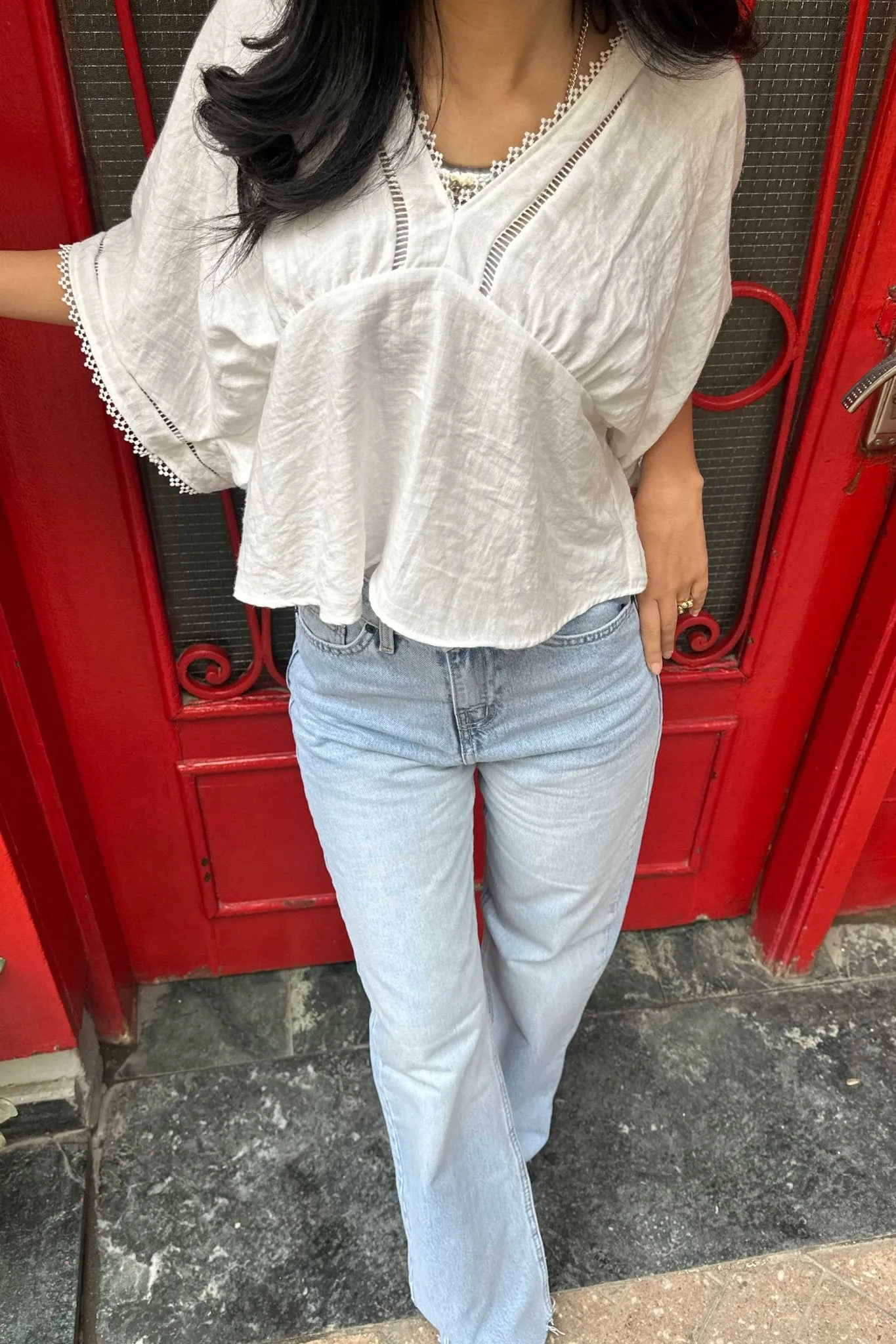 Straight-Leg - High-Waist Light Blue Jeans