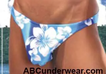Stylish Blue Hibiscus Swim Thong for the Fashion-forward Beach Enthusiast