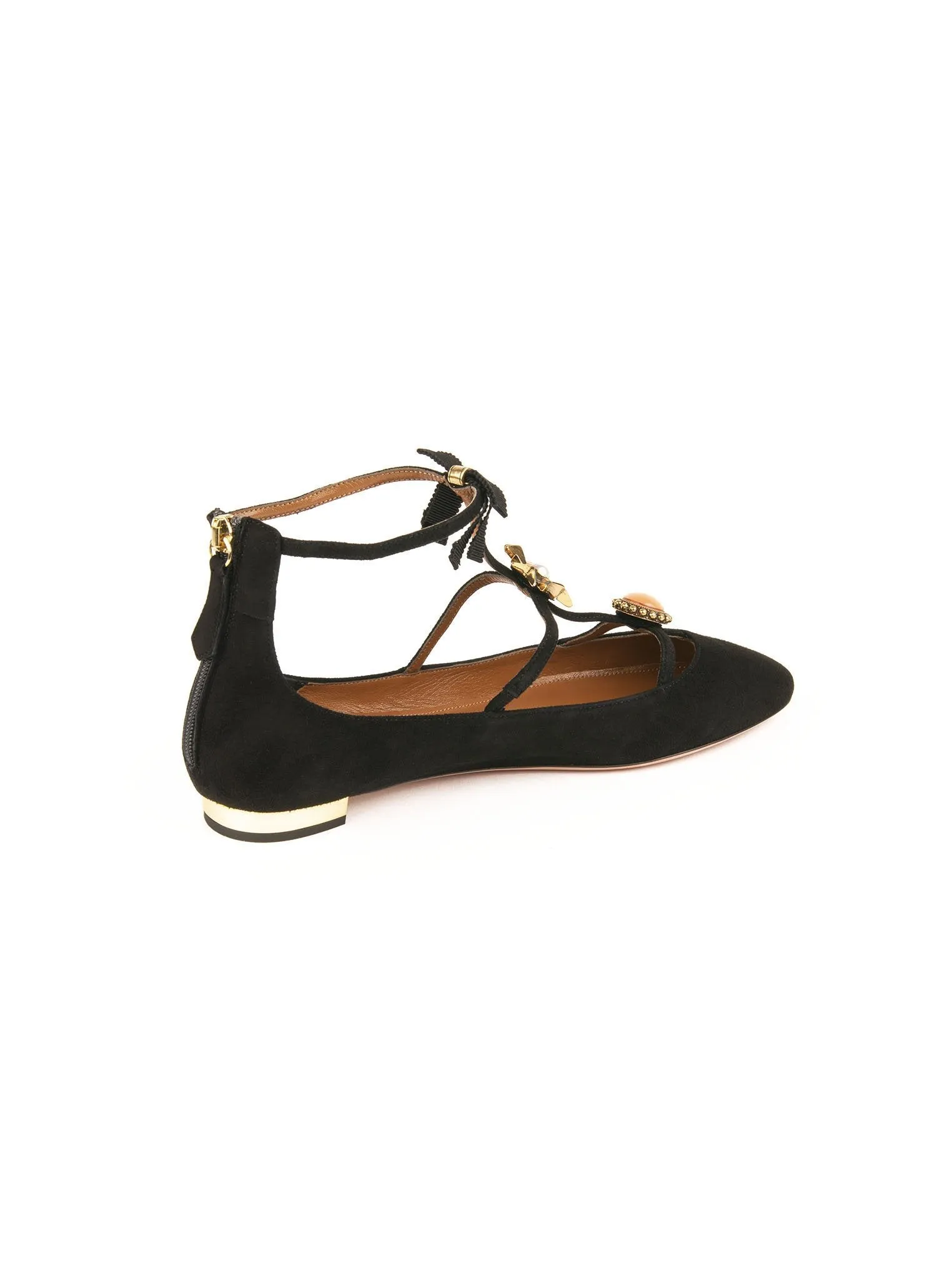 Suede Embellished Pandora Ballet Flat - Black