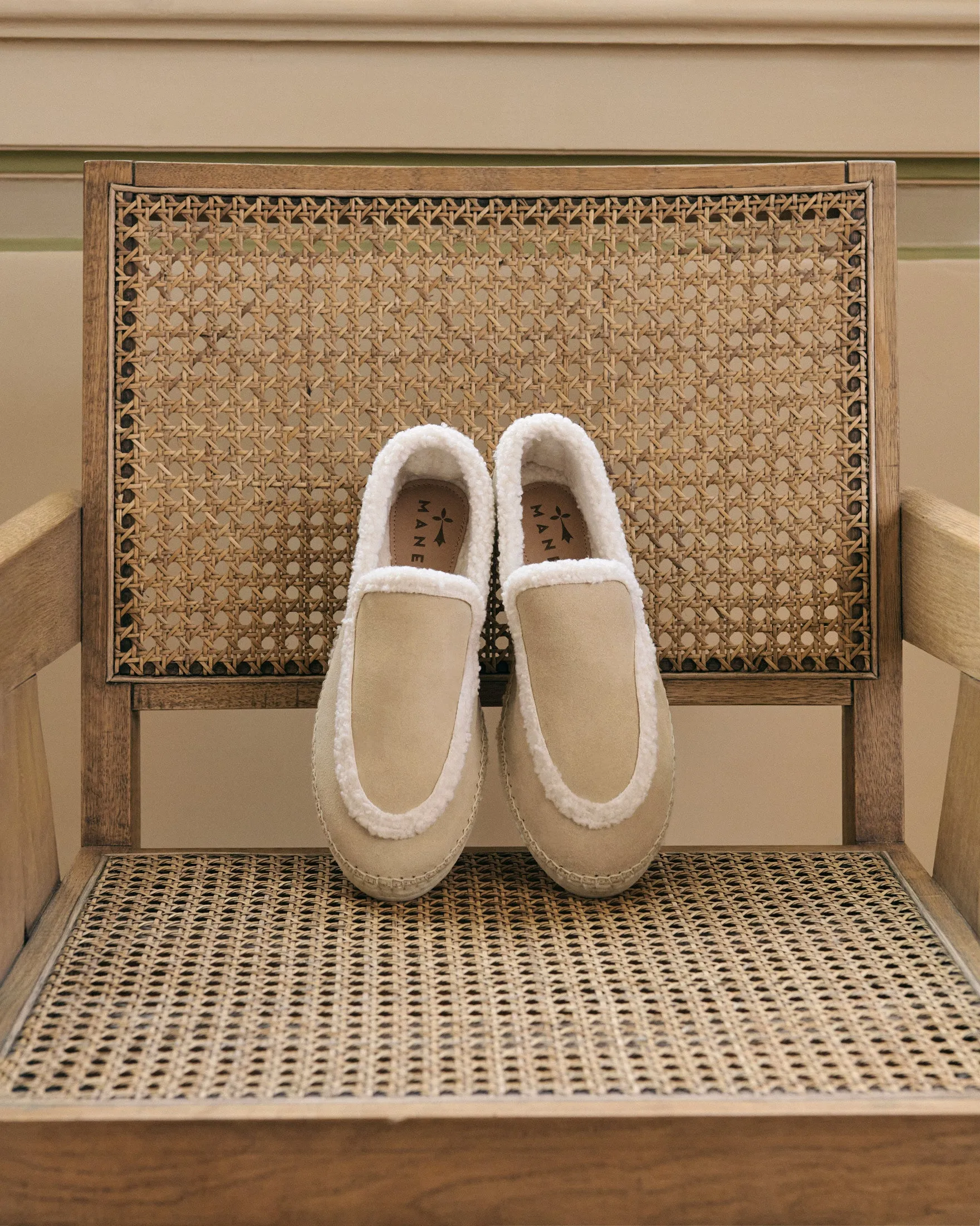 Suede Loafers Espadrilles With Faux Fur - K11LZ - Cortina Champagne Beige