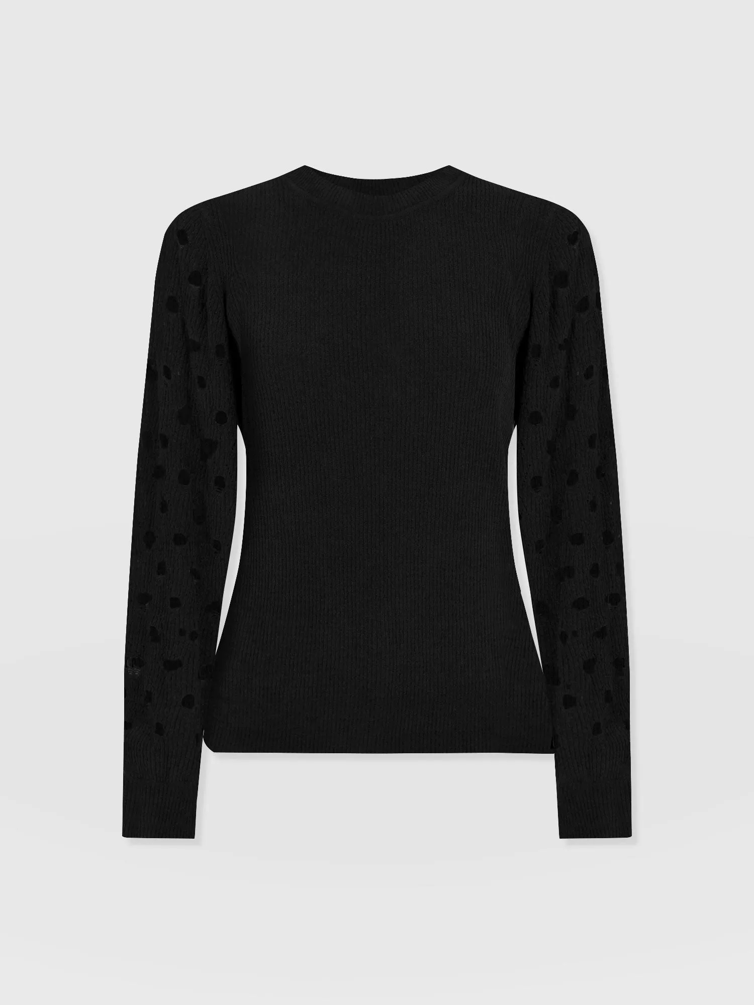 Suki Lace Hole Knit - Black