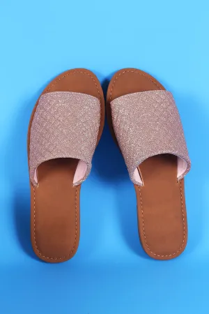 Sunny Feet Quilted Wide Glitter Band Slide Sandal