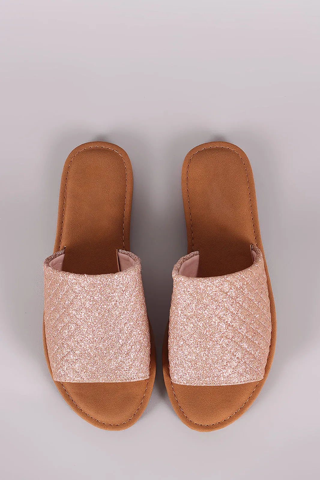 Sunny Feet Quilted Wide Glitter Band Slide Sandal