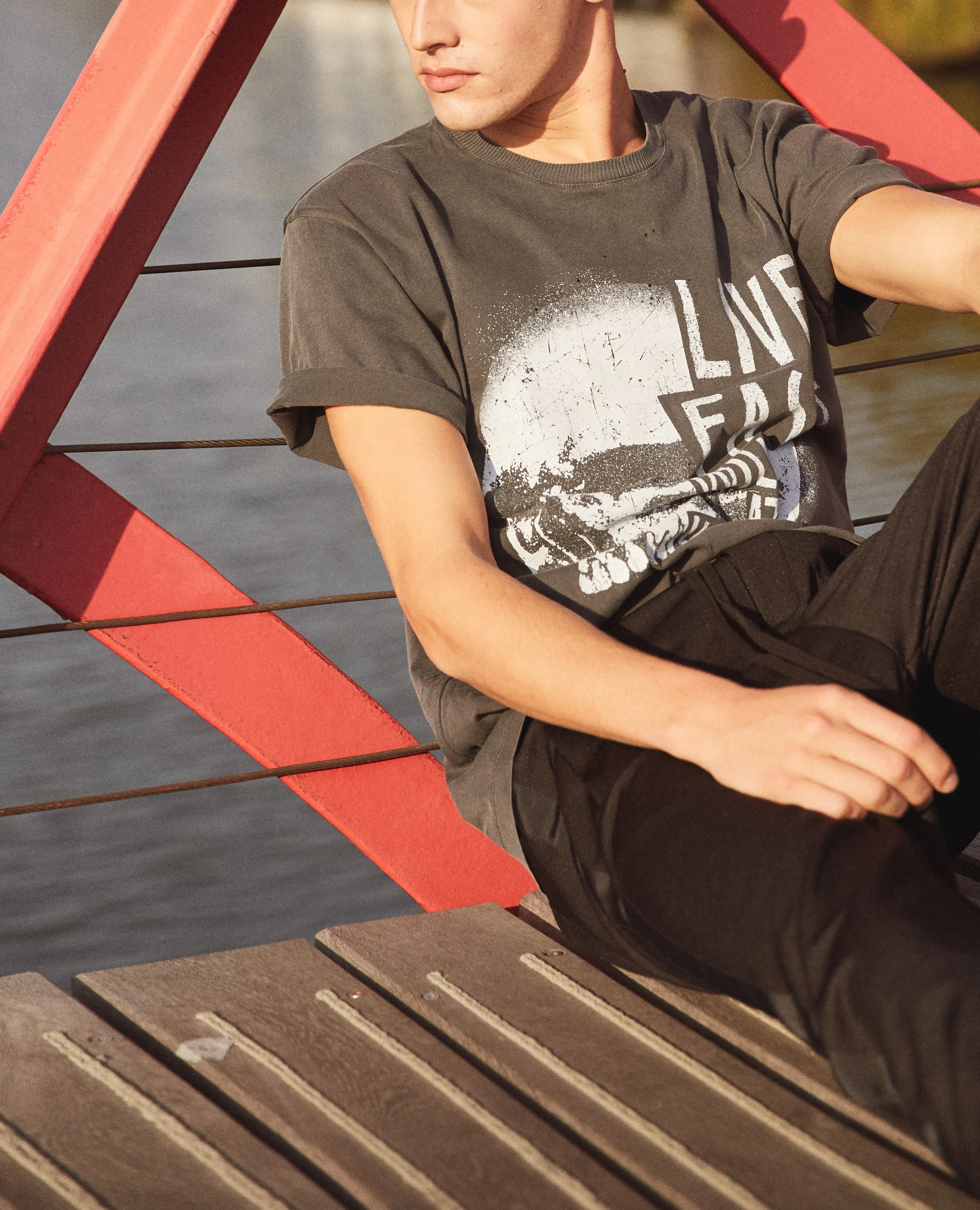 T-shirt coton noir sérigraphie Live Fast
