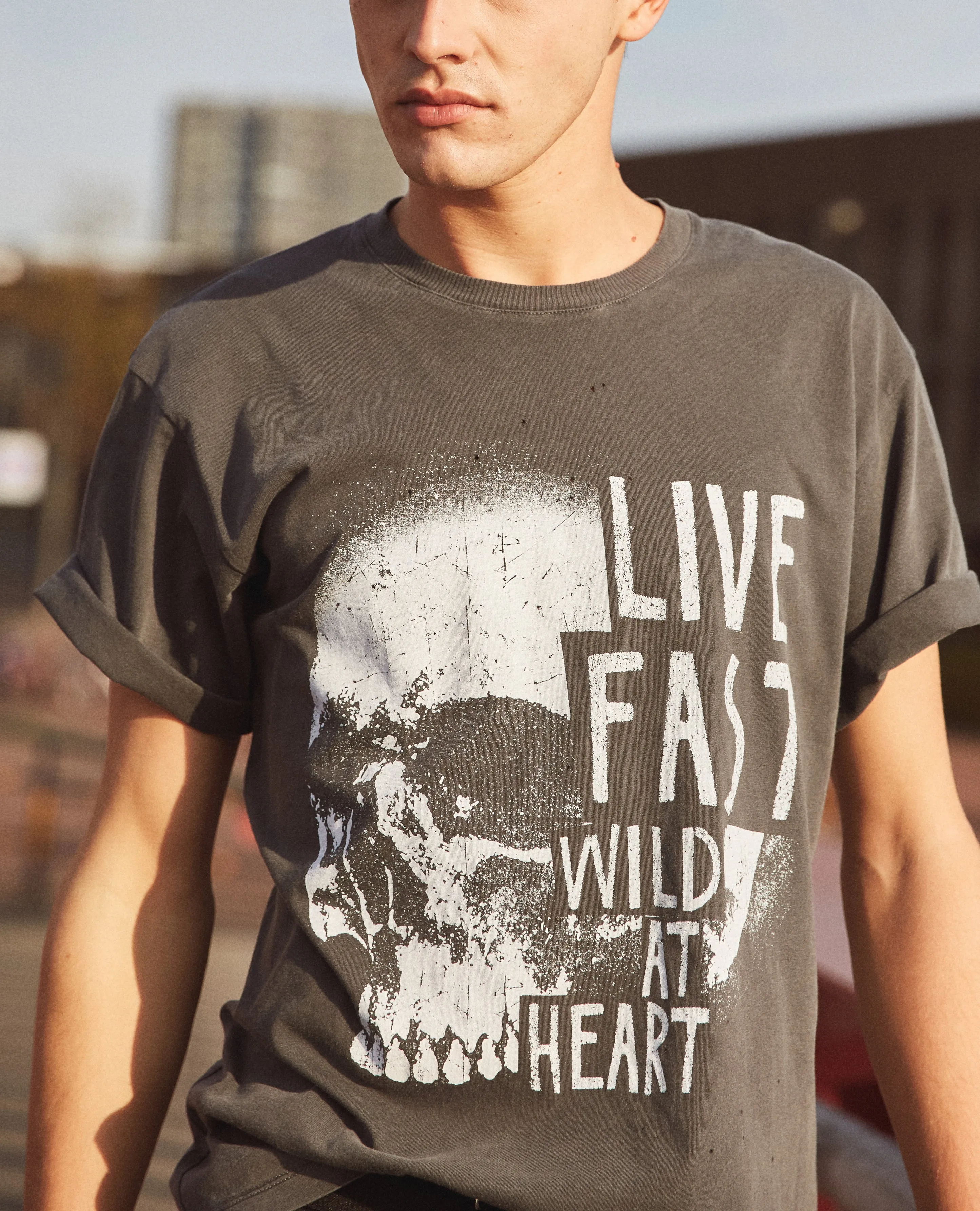 T-shirt coton noir sérigraphie Live Fast