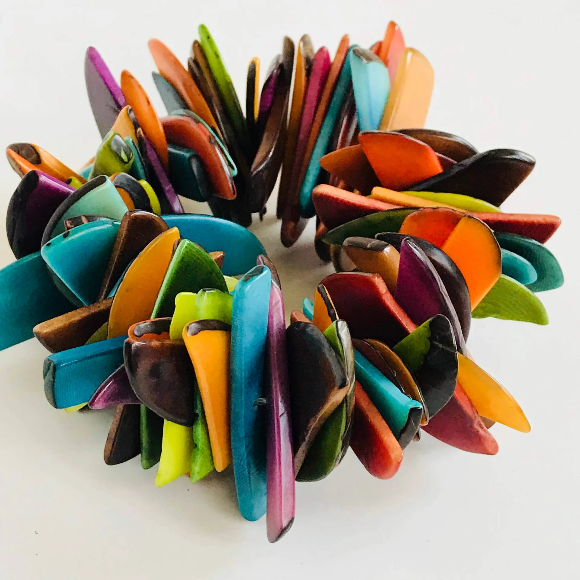 Tagua Fragment Orilla Statement Bracelet: Multi-Bright-Combination