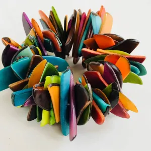 Tagua Fragment Orilla Statement Bracelet: Multi-Bright-Combination