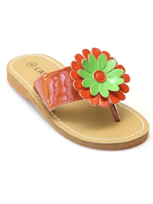 Toddler Girls Tangerine Daisy Flip Flop Spring Sandals Shoes 7-10